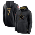 Blackjersey D.Cowboys #7 Rashan Gary Player Black Salute to Service Pullover Hoodies Limited Stitched Jerseys