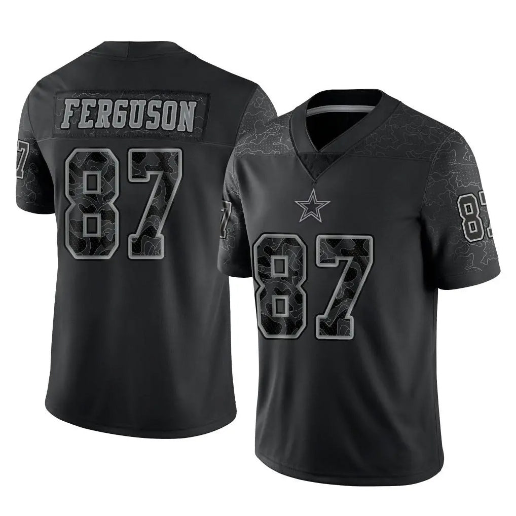 Blackjersey D.Cowboys #87 Jake Ferguson Player Black Limited Reflective Home Game Stitched Jerseys