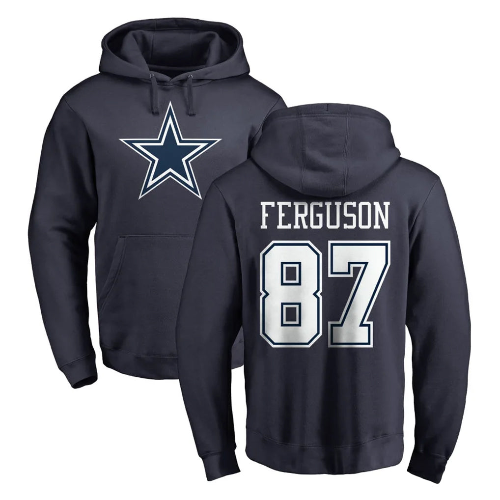 Blackjersey D.Cowboys #87 Jake Ferguson Player Navy Pullover Hoodies Limited Stitched Jerseys