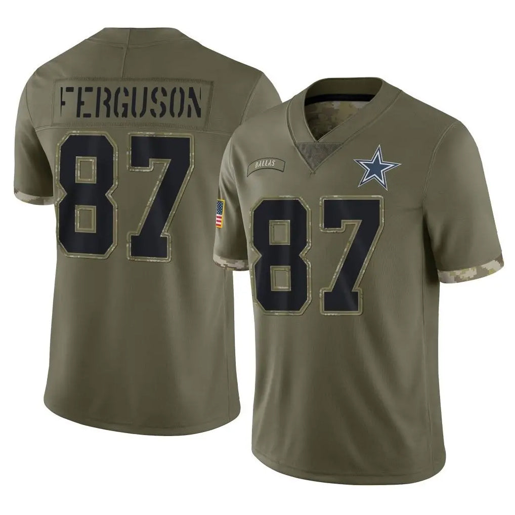 Blackjersey D.Cowboys #87 Jake Ferguson Player Olive Salute to Service Limited Game Stitched Jerseys