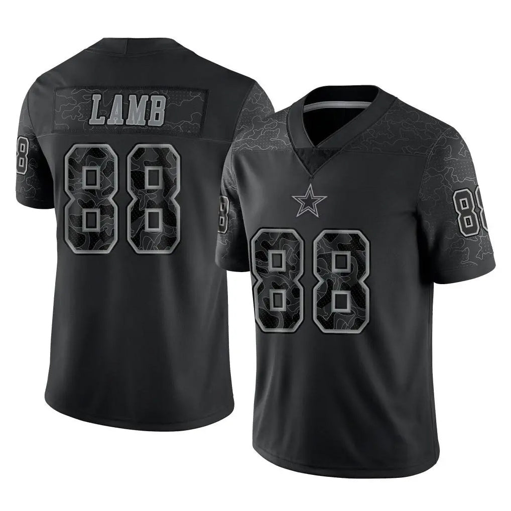 Blackjersey D.Cowboys #88 CeeDee Lamb Player Black Limited Reflective Home Game Stitched Jerseys