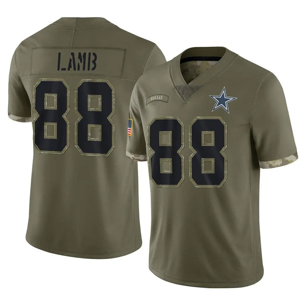 Blackjersey D.Cowboys #88 CeeDee Lamb Player Olive Salute to Service Limited Game Stitched Jerseys