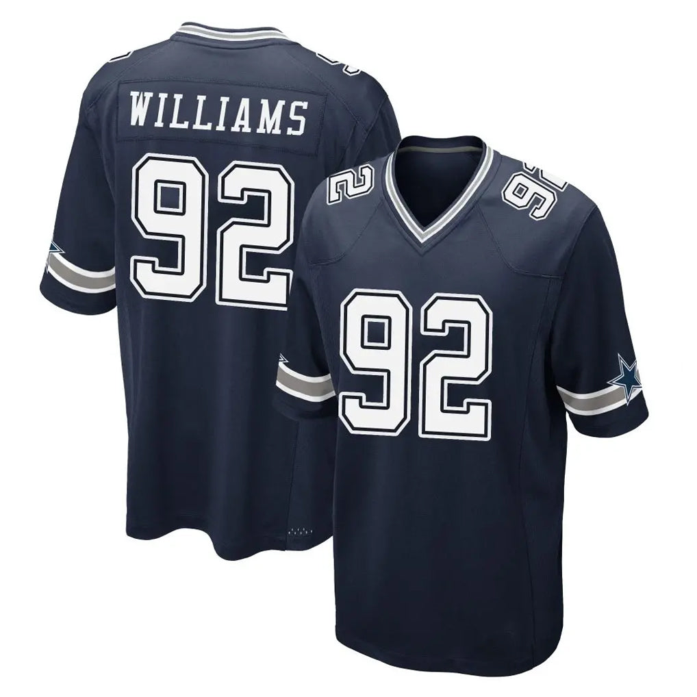 Blackjersey D.Cowboys #92 Quinnen Williams Player Navy Home Game Stitched Jerseys