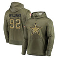 Blackjersey D.Cowboys #92 Quinnen Williams Player Olive Salute to Service Pullover Hoodies Home Game Stitched Jerseys