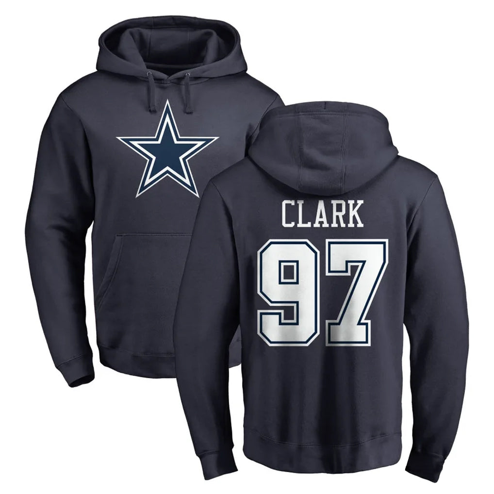 Blackjersey D.Cowboys #97 Kenny Clark Player Navy Pullover Hoodies Limited Stitched Jerseys