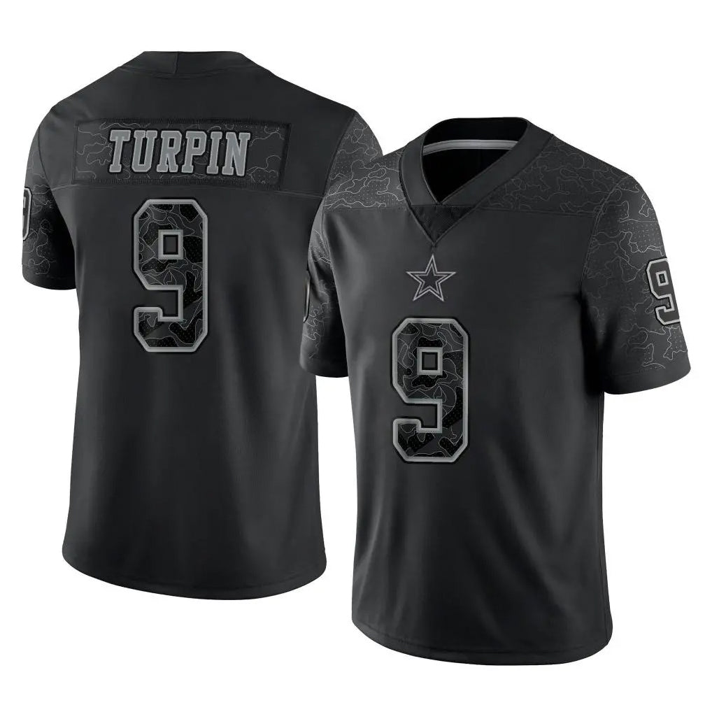 Blackjersey D.Cowboys #9 KaVontae Turpin Player Black Limited Reflective Home Game Stitched Jerseys