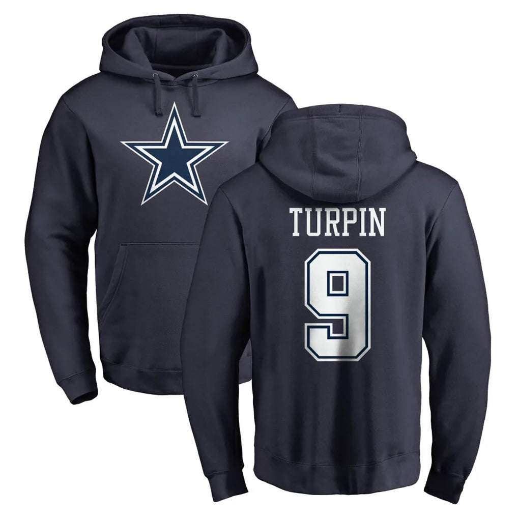 Blackjersey D.Cowboys #9 KaVontae Turpin Player Navy Pullover Hoodies Limited Stitched Jerseys