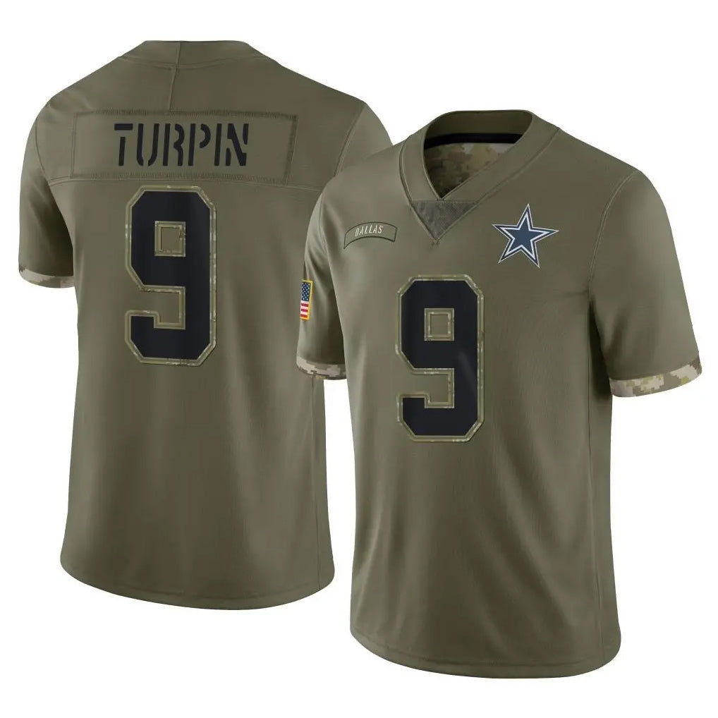 Blackjersey D.Cowboys #9 KaVontae Turpin Player Olive Salute to Service Limited Game Stitched Jerseys