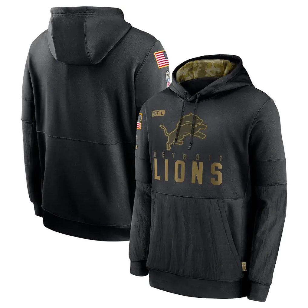 Blackjersey D.Lions Black Salute to Service Pullover Hoodies Limited Blank Player Stitched Jerseys