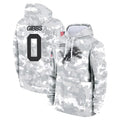 Blackjersey D.Lions #0 Jahmyr Gibbs Player Arctic Camo Salute to Service Hoodies Limited Game Stitched Jerseys