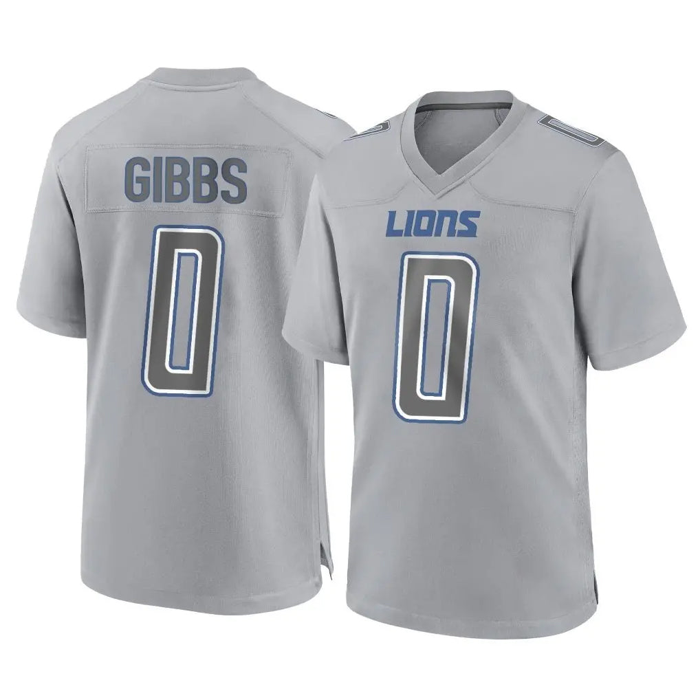 Blackjersey D.Lions #0 Jahmyr Gibbs Player Gray Atmosphere Fashion Home Game Stitched Jerseys
