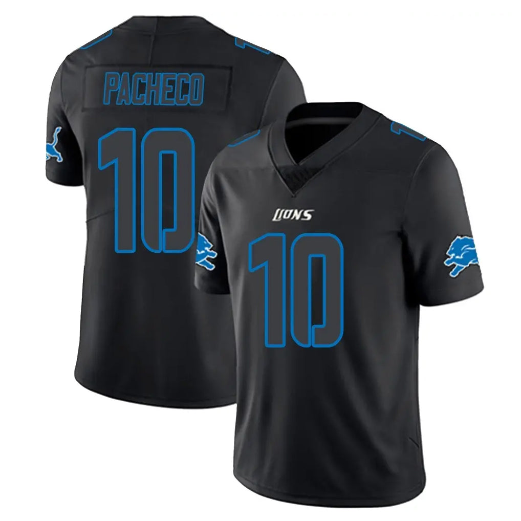 Blackjersey D.Lions #10 Isiah Pacheco Player Black Impact Limited Home Game Stitched Jerseys
