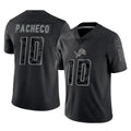 Blackjersey D.Lions #10 Isiah Pacheco Player Black Reflective Limited Home Game Stitched Jerseys