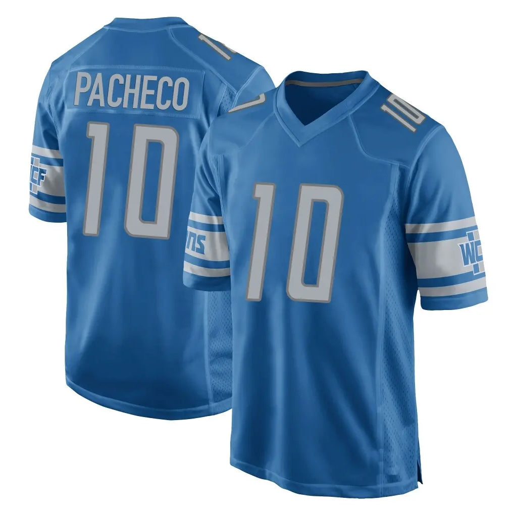 Blackjersey D.Lions #10 Isiah Pacheco Player Blue Home Game Stitched Jerseys