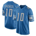 Blackjersey D.Lions #10 Isiah Pacheco Player Blue Home Game Stitched Jerseys