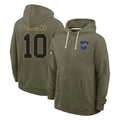 Blackjersey D.Lions #10 Isiah Pacheco Player Olive Salute to Service Pullover Hoodies Limited Stitched Jerseys