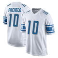 Blackjersey D.Lions #10 Isiah Pacheco Player White Home Game Stitched Jerseys