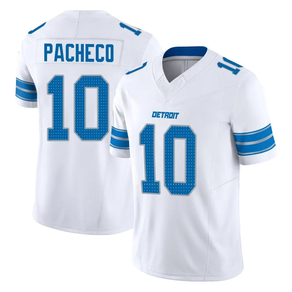 Blackjersey D.Lions #10 Isiah Pacheco Player White Limited Vapor F.U.S.E. Alternate Home Game Stitched Jerseys