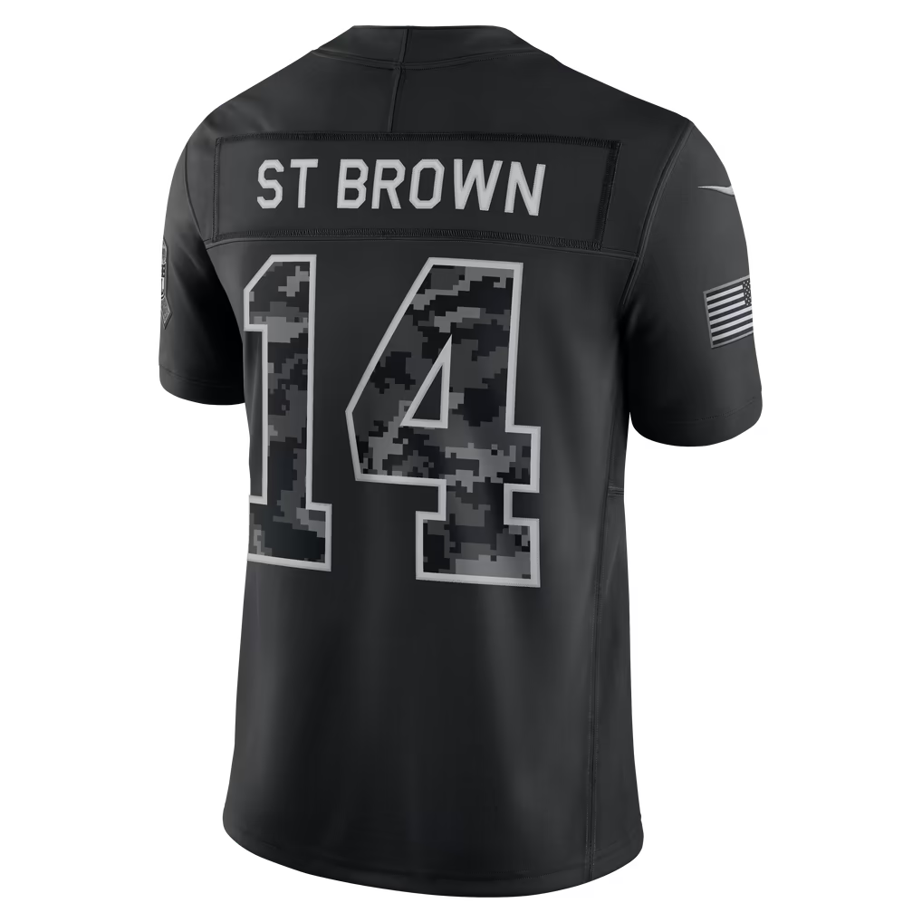 Blackjersey  D.Lions #14 Amon-Ra St. Brown Black 2026 Salute to Service Stitched Limited Jersey
