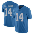 Blackjersey D.Lions #14 Amon-Ra St. Brown Player Blue Limited Throwback Vapor Untouchable Stitched Jerseys