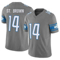 Blackjersey D.Lions #14 Amon-Ra St. Brown Player Gray Vapor F.U.S.E. Limited Home Game Stitched Jerseys