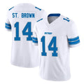 Blackjersey D.Lions #14 Amon-Ra St. Brown Player White Limited Vapor F.U.S.E. Alternate Home Game Stitched Jerseys