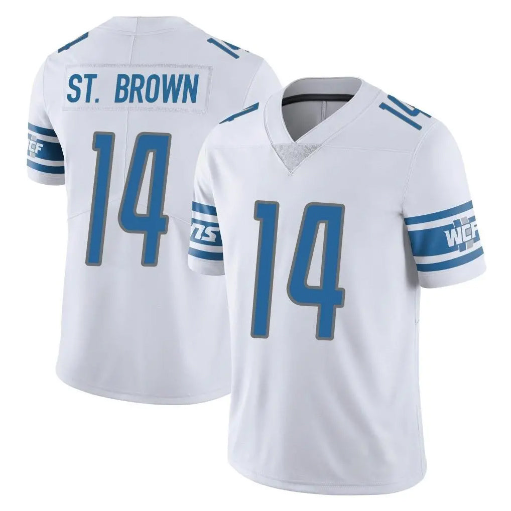 Blackjersey D.Lions #14 Amon-Ra St. Brown Player White Limited Vapor Untouchable Home Game Stitched Jerseys
