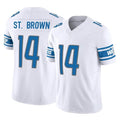 Blackjersey D.Lions #14 Amon-Ra St. Brown Player White Vapor F.U.S.E. Limited Home Game Stitched Jerseys