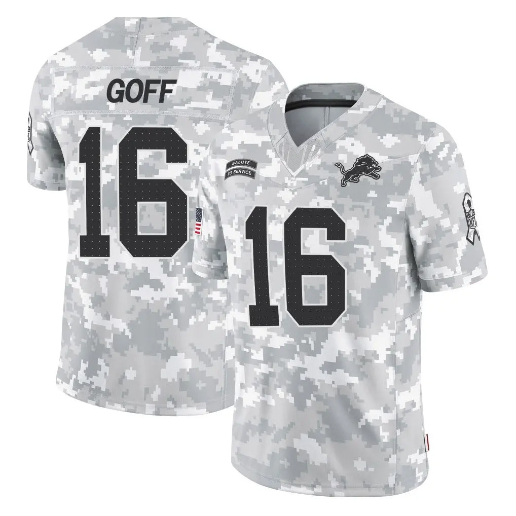Blackjersey D.Lions #16 Jared Goff Player Arctic Camo Salute To Service Limited Stitched Jerseys