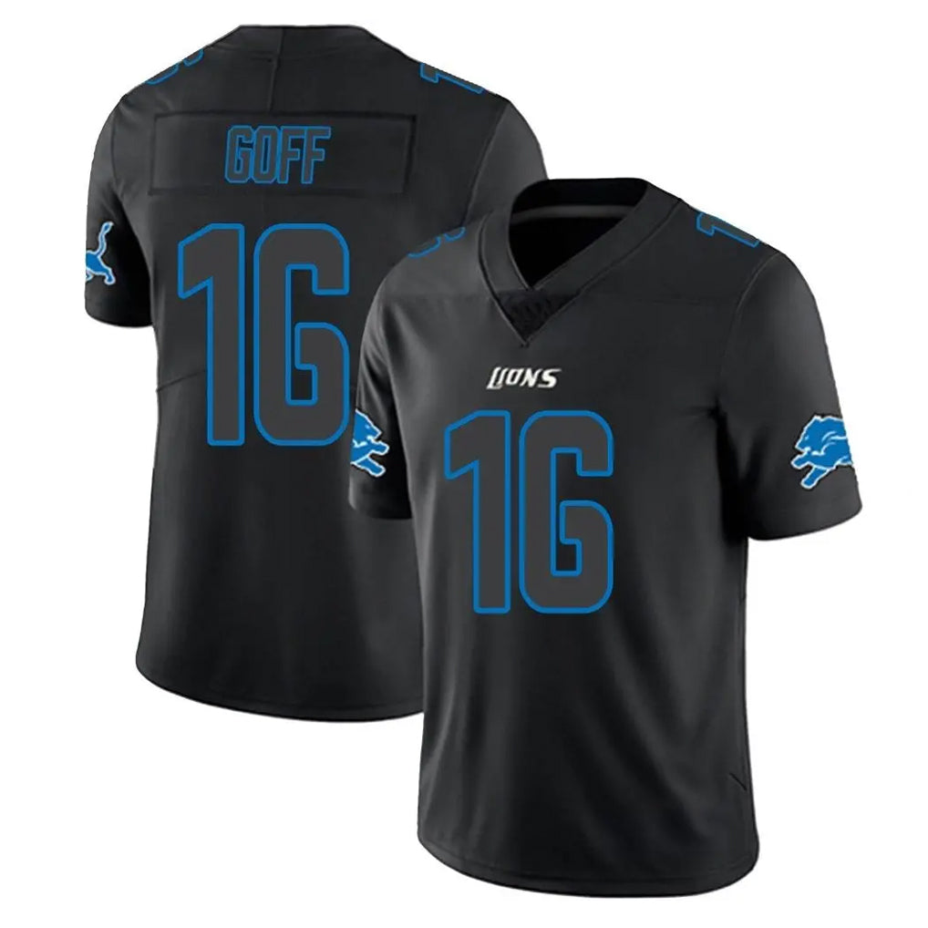 Blackjersey D.Lions #16 Jared Goff Player Black Impact Limited Home Game Stitched Jerseys