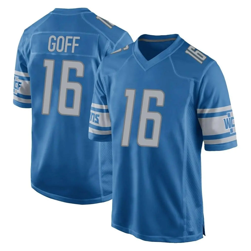 Blackjersey D.Lions #16 Jared Goff Player Blue Home Game Stitched Jerseys