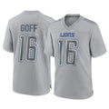 Blackjersey D.Lions #16 Jared Goff Player Gray Atmosphere Fashion Home Game Stitched Jerseys
