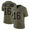 Blackjersey D.Lions #16 Jared Goff Player Olive 2025 Salute To Service Limited Home Game Stitched Jerseys