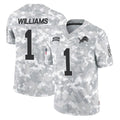 Blackjersey D.Lions #1 Jameson Williams Player Arctic Camo Salute To Service Limited Stitched Jerseys