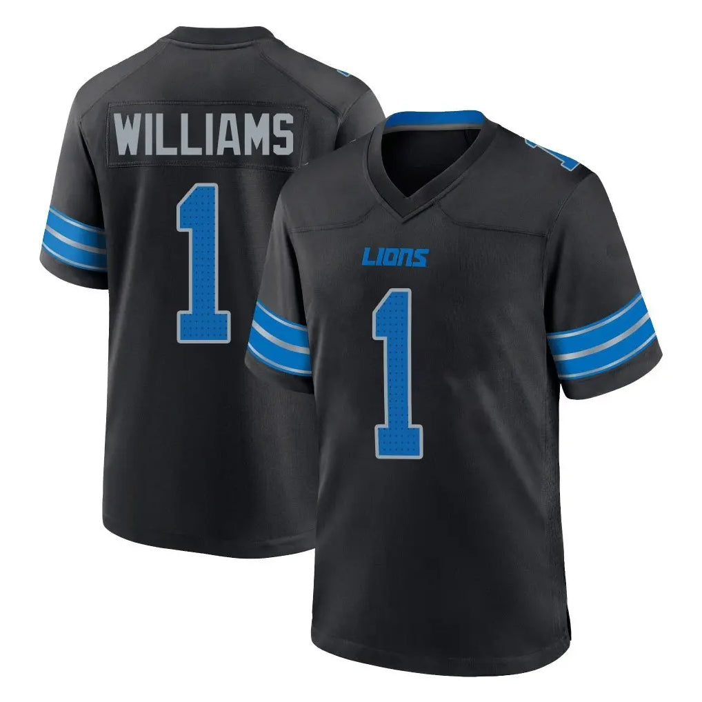 Blackjersey D.Lions #1 Jameson Williams Player Black Alternate Home Game Stitched Jerseys