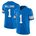 Blackjersey D.Lions #1 Jameson Williams Player Blue Limited Vapor F.U.S.E. Alternate Home Game Stitched Jerseys