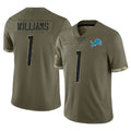 Blackjersey D.Lions #1 Jameson Williams Player Olive Salute To Service Limited Stitched Jerseys