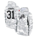 Blackjersey D.Lions #31 Kerby Joseph Player Arctic Camo Salute to Service Hoodies Limited Game Stitched Jerseys