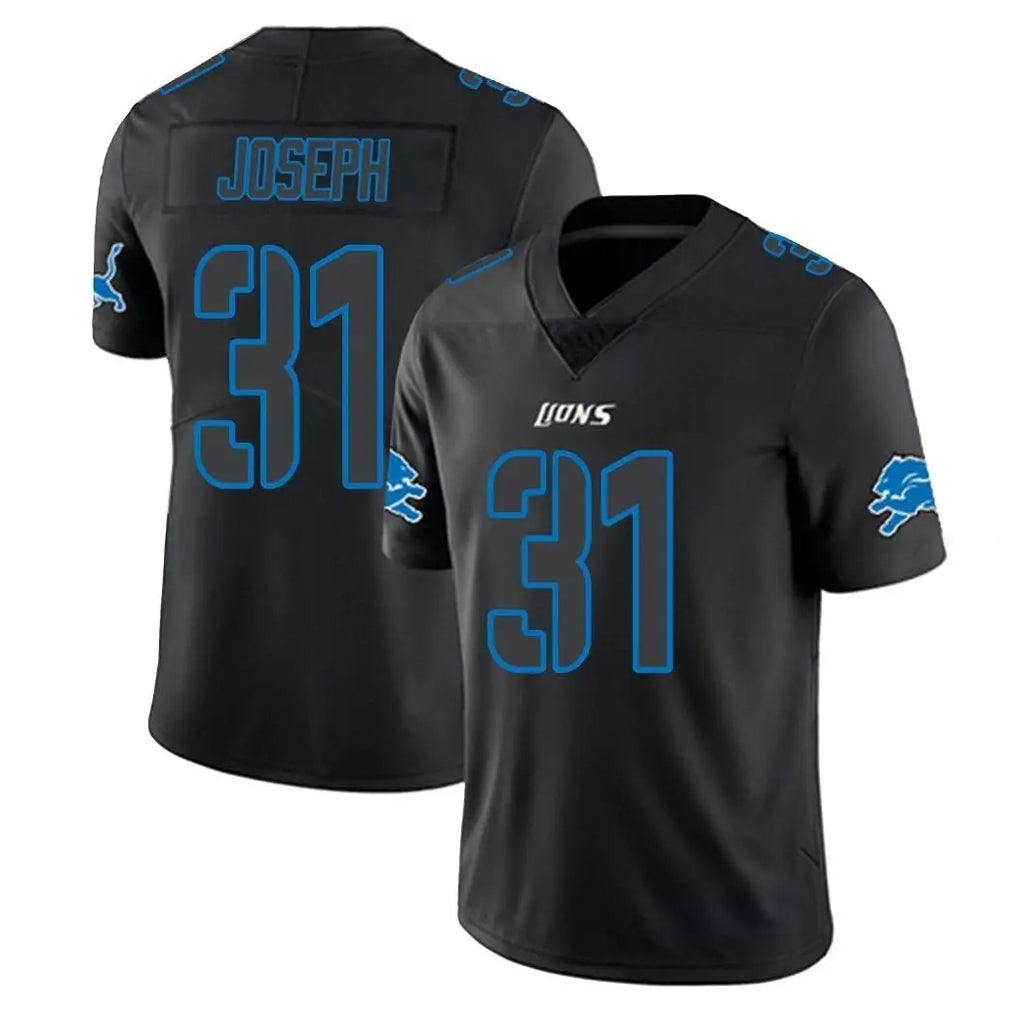 Blackjersey D.Lions #31 Kerby Joseph Player Black Impact Limited Home Game Stitched Jerseys