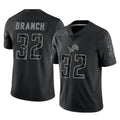 Blackjersey D.Lions #32 Brian Branch Player Black Reflective Limited Home Game Stitched Jerseys