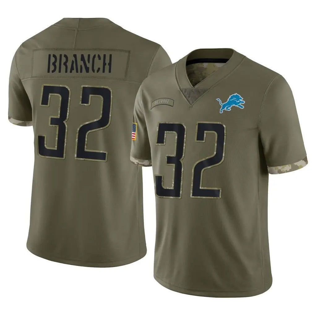 Blackjersey D.Lions #32 Brian Branch Player Olive Salute To Service Limited Stitched Jerseys