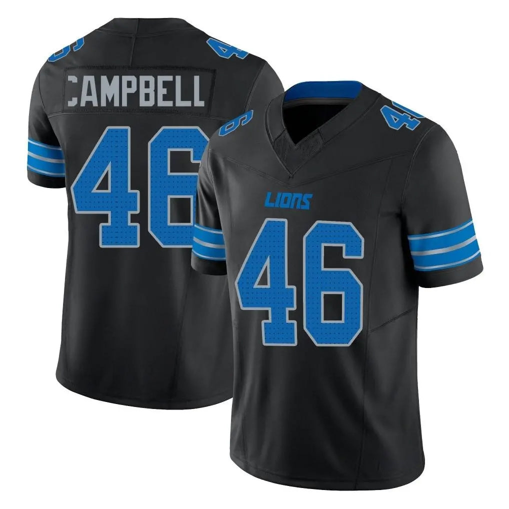 Blackjersey D.Lions #46 Jack Campbell Player Black Alternate Vapor F.U.S.E. Limited Home Game Stitched Jerseys