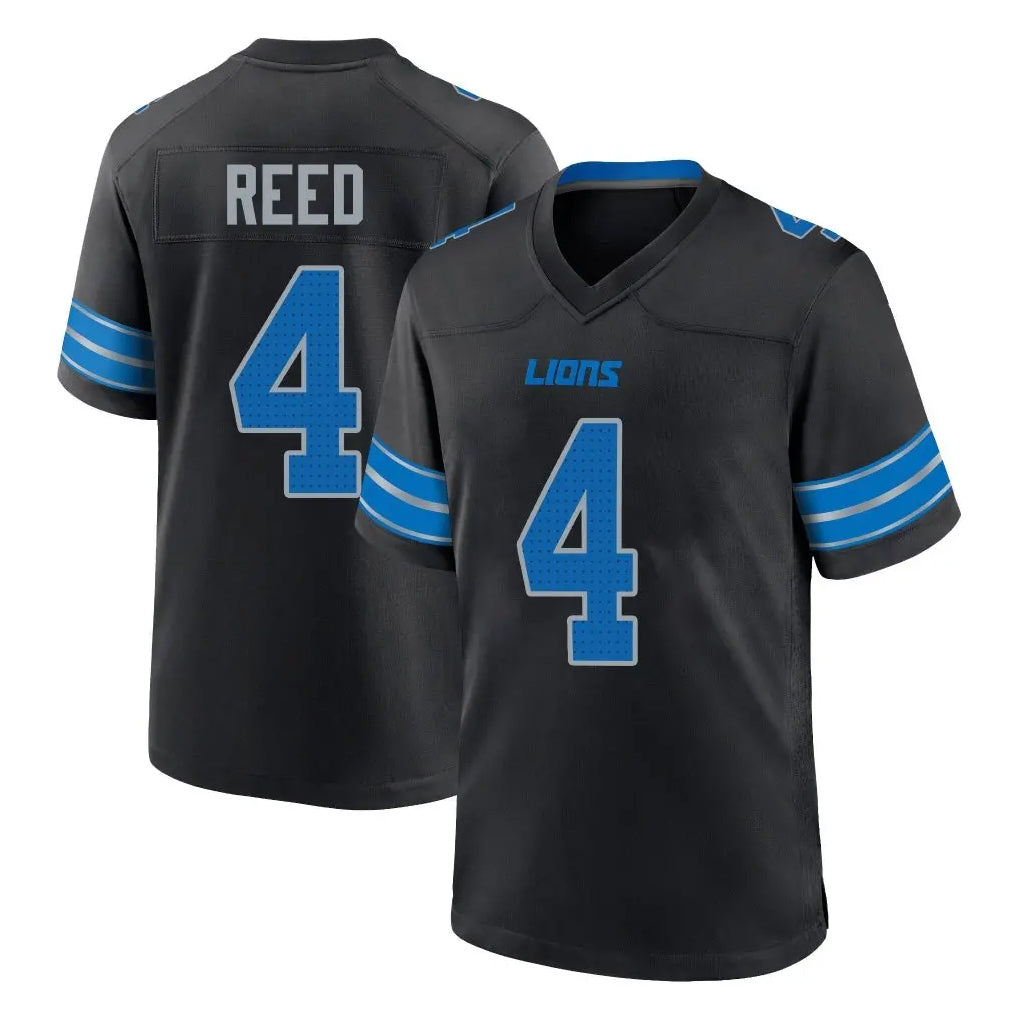 Blackjersey D.Lions #4 D.J. Reed Player Black Alternate Home Game Stitched Jerseys