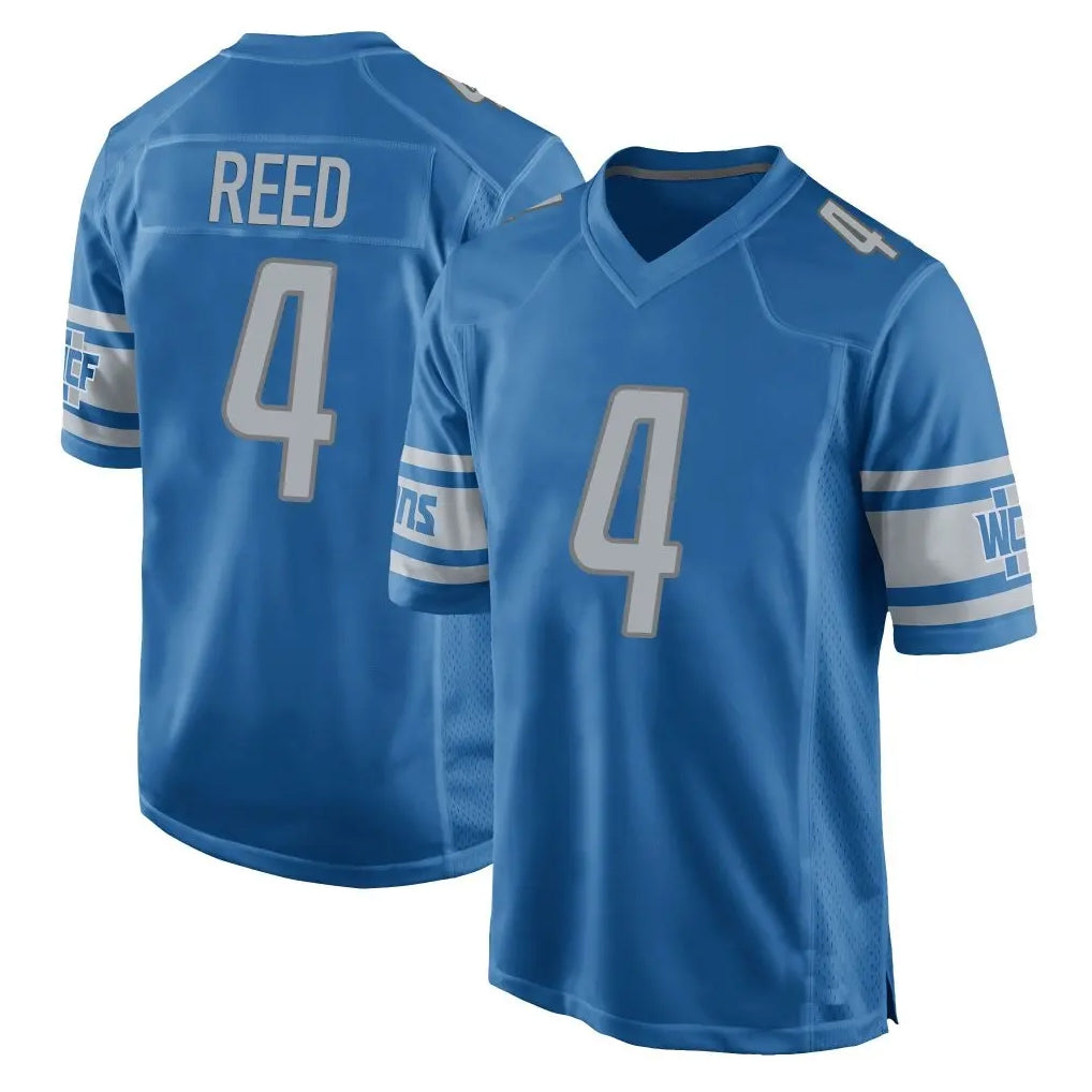Blackjersey D.Lions #4 D.J. Reed Player Blue Home Game Stitched Jerseys