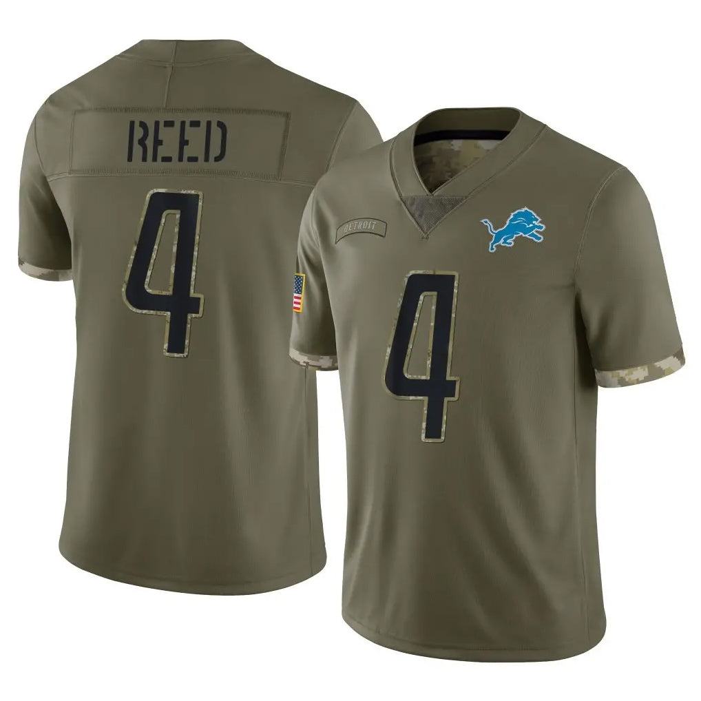 Blackjersey D.Lions #4 D.J. Reed Player Olive Salute To Service Limited Stitched Jerseys