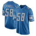 Blackjersey D.Lions #58 Penei Sewell Player Blue Home Game Stitched Jerseys