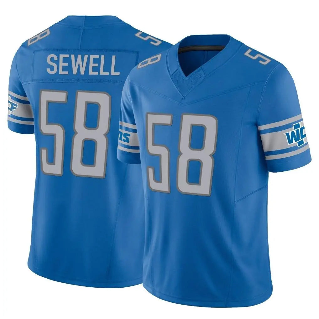 Blackjersey D.Lions #58 Penei Sewell Player Blue Vapor F.U.S.E. Limited Home Game Stitched Jerseys
