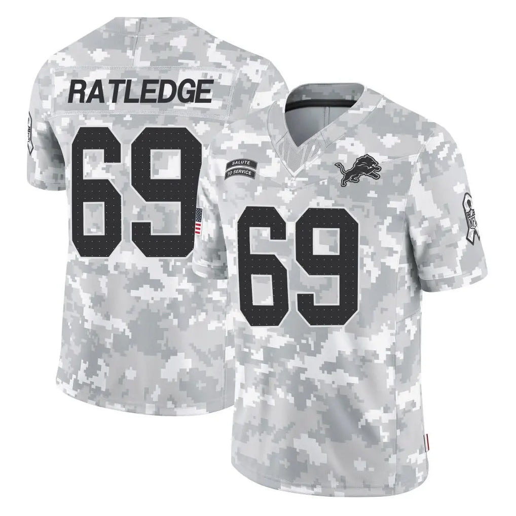 Blackjersey D.Lions #69 Tate Ratledge Player Arctic Camo Salute To Service Limited Stitched Jerseys