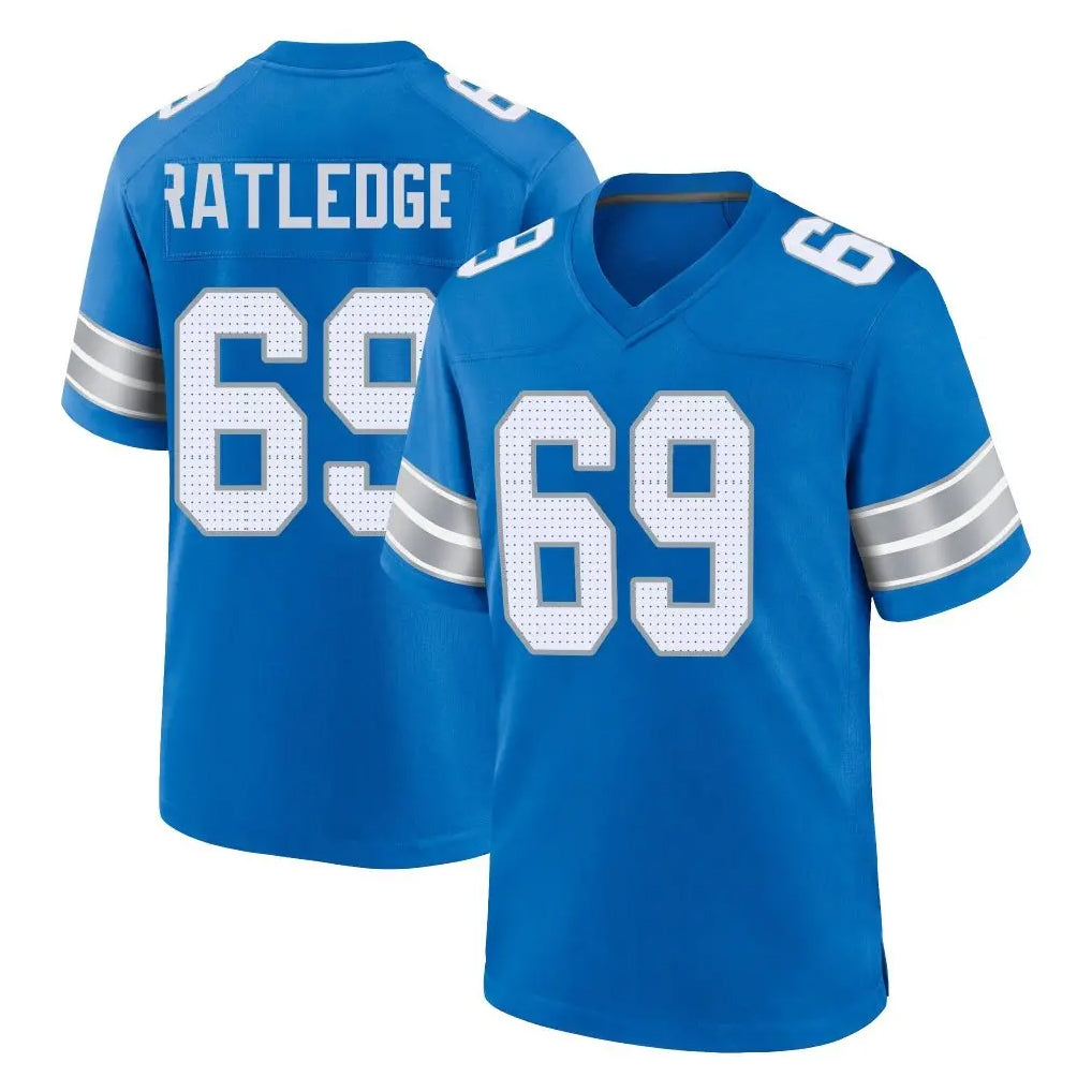 Blackjersey D.Lions #69 Tate Ratledge Player Blue Alternate Home Game Stitched Jerseys