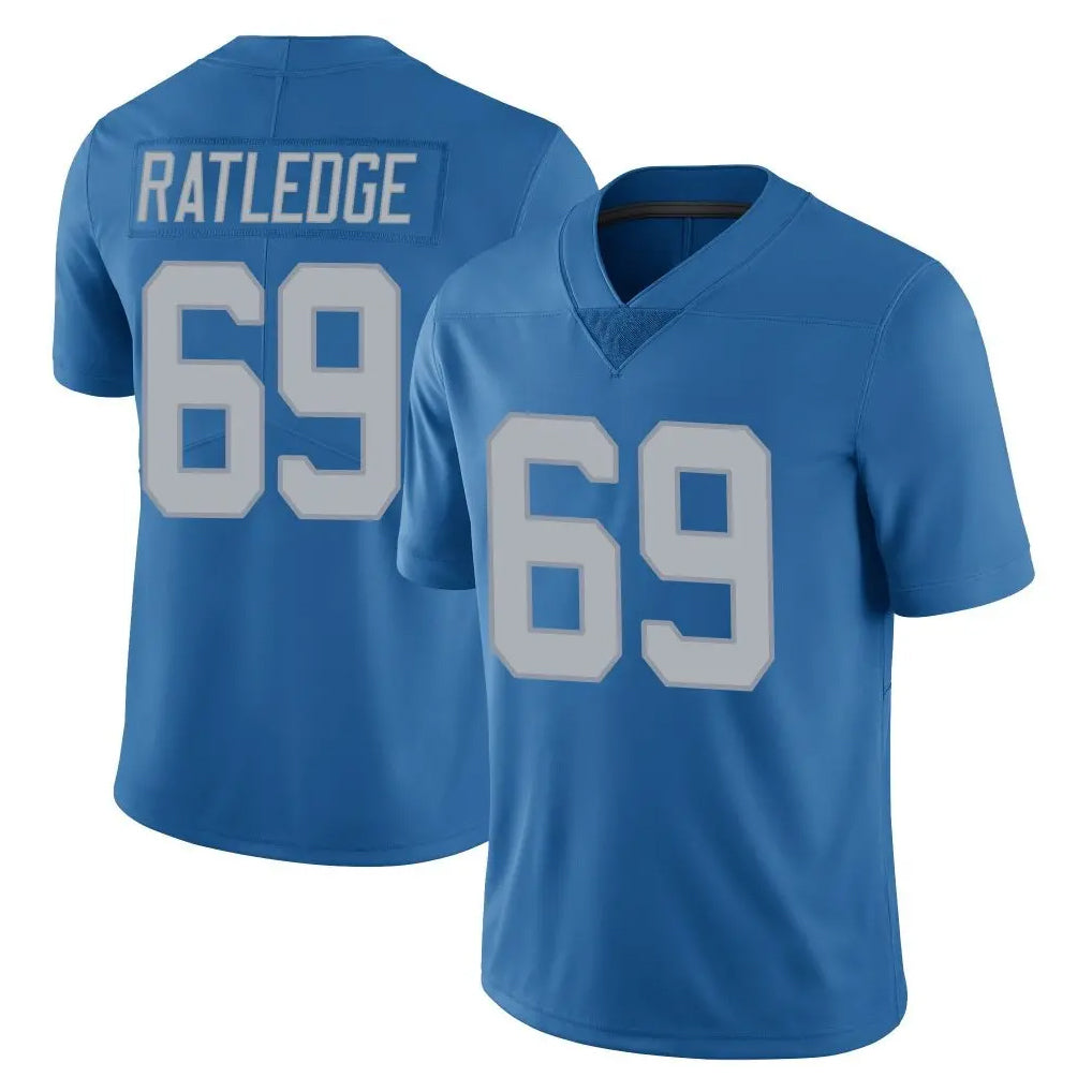 Blackjersey D.Lions #69 Tate Ratledge Player Blue Limited Throwback Vapor Untouchable Stitched Jerseys